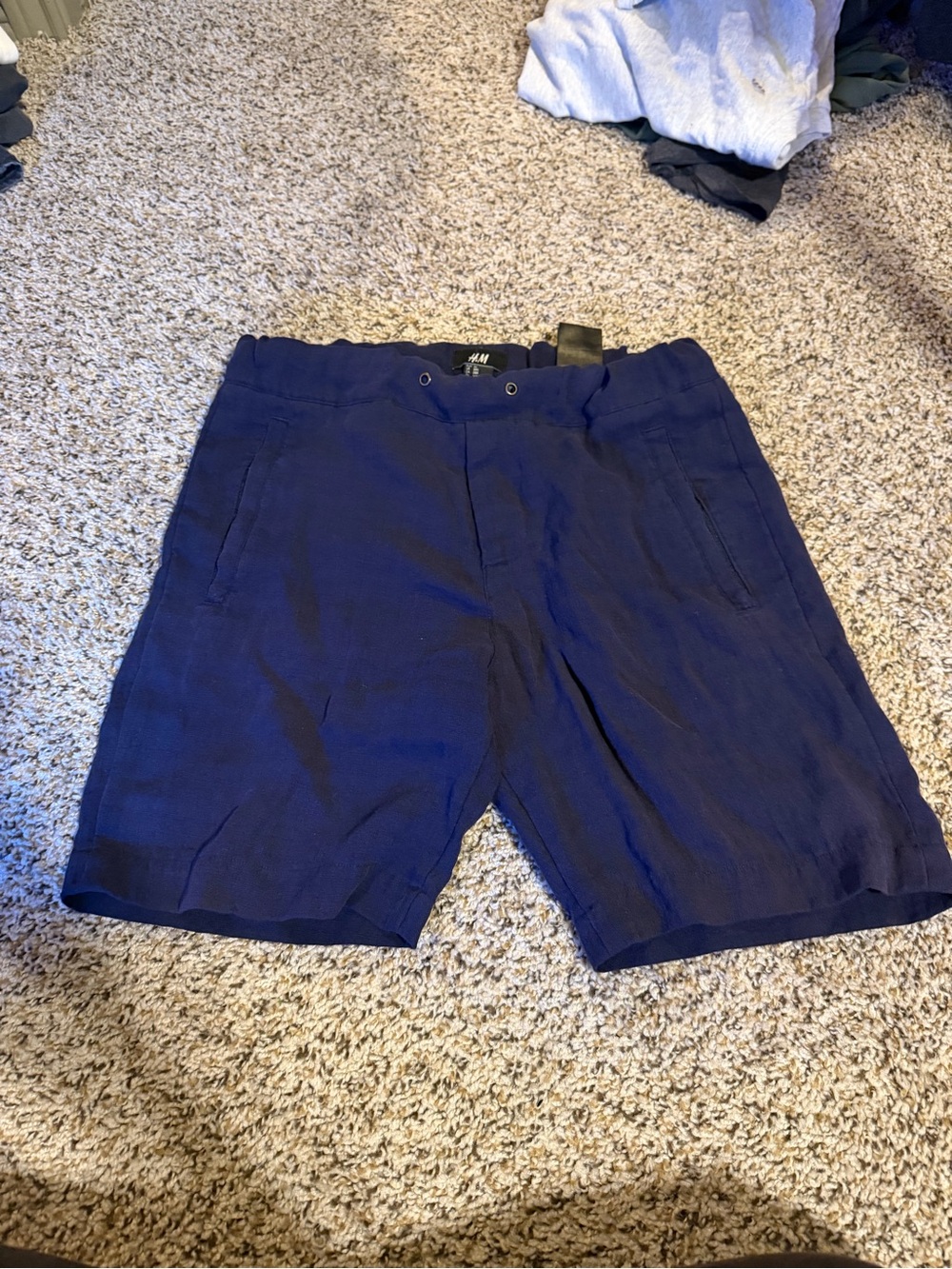 H&M Men’s Deep Blue Flat-Front Casual Shorts